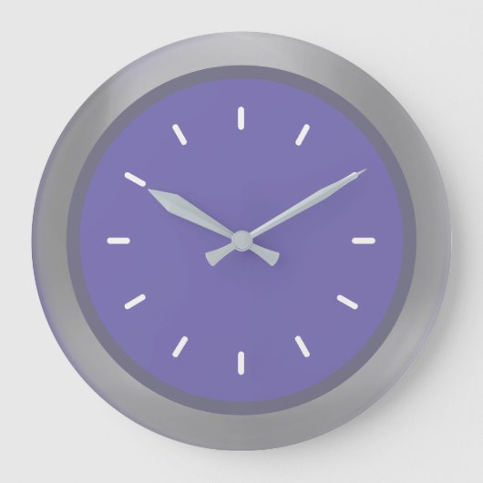 Elegant zilver grijs & Periwinkle blauw Grote Klok (Voorkant)