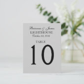 Elegant Zilver Grijs Trouwtafel Nummer Kaart (Staand voorkant)