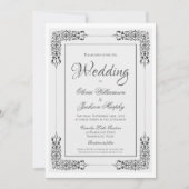 Elegant  Zilver Grijze en Witte Lace Wedding Kaart (Voorkant)