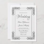 Elegant  Zilver Grijze en Witte Lace Wedding Kaart (Voorkant)