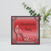 Elegant zilver ingelijst rood Stiletto Bachlorette Kaart (Staand voorkant)