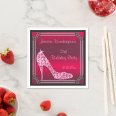 Elegant Zilver Ingelijste Roze Stiletto 21ste Verj Servetten (Insitu)