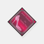 Elegant Zilver Ingelijste Roze Stiletto 21ste Verj Servetten (Hoek)