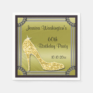Elegant Zilver Ingelijste Stiletto Goud 60ste Verj Servet