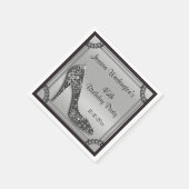 Elegant Zilver Ingelijste Zwarte Stiletto 45e Verj Servetten (Hoek)