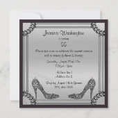 Elegant Zilver Ingelijste Zwarte Stiletto 55ste Ve Kaart (Achterkant)