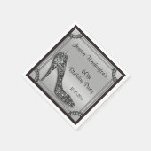 Elegant Zilver Ingelijste Zwarte Stiletto 60ste Ve Servetten (Hoek)