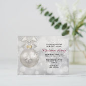 Elegant Zilver Kerstbal Feest Uitnodigen Briefkaart (Staand voorkant)