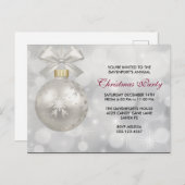 Elegant Zilver Kerstbal Feest Uitnodigen Briefkaart (Voorkant / Achterkant)