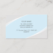 Elegant zilver, licht turquoise blauw & wit visitekaartje (Achterkant)