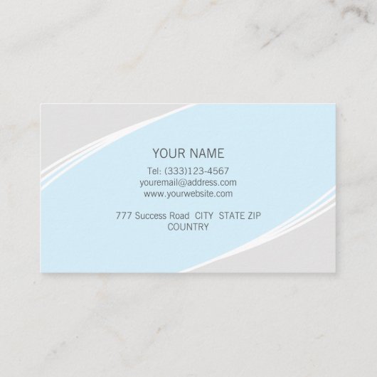 Elegant zilver, licht turquoise blauw & wit visitekaartje (Achterkant)