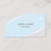 Elegant zilver, licht turquoise blauw & wit visitekaartje (Voorkant)