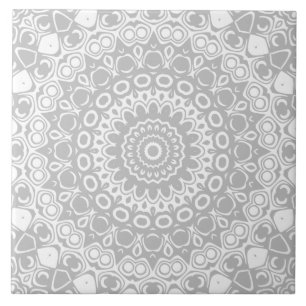 Elegant Zilver Mandala Patroon Tegeltje