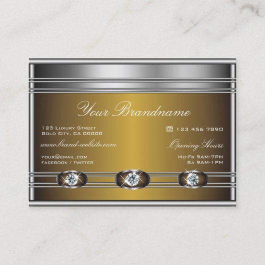 Elegant zilver met bruine kleuren Faux Strass Visitekaartje (Achterkant)