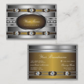 Elegant zilver met bruine kleuren Faux Strass Visitekaartje (Voorkant / Achterkant)