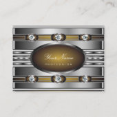 Elegant zilver met bruine kleuren Faux Strass Visitekaartje (Voorkant)