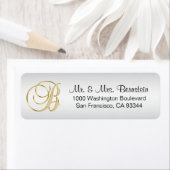 Elegant ZILVER Monogram Letter B Retouradres Etiket (Insitu)