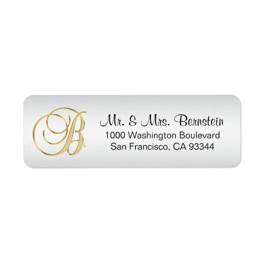 Elegant ZILVER Monogram Letter B Retouradres Etiket (Voorkant)