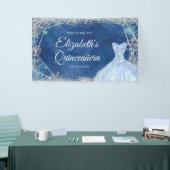 Elegant Zilver Navy Kerstsneeuwvlok XV Años Spandoek (Beurs)