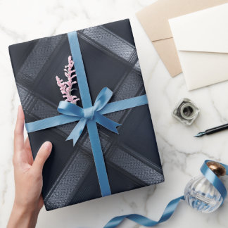 Elegant Zilver Navy Luxe Grid Staal Schotse Ruit P Cadeaupapier