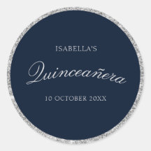 Elegant zilver & navy Quinceanera sticker