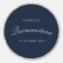 Elegant zilver & navy Quinceanera sticker