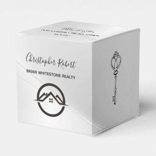 Elegant Zilver Onroerend Goed Bedankdoosjes (Voorkant Zijde)