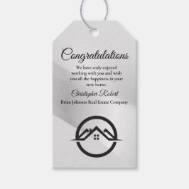 Elegant Zilver Onroerend Goed Cadeaulabel