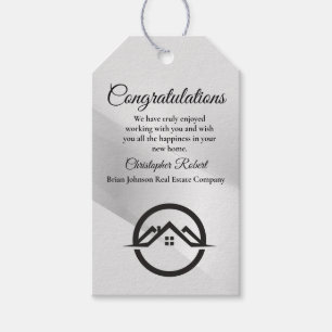 Elegant Zilver Onroerend Goed Cadeaulabel