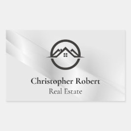 Elegant Zilver Onroerend Goed Rechthoekige Sticker
