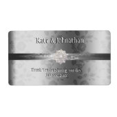 Elegant Zilver, Op Maat Gemaakte Trouw Wijn Etiket (Voorkant)