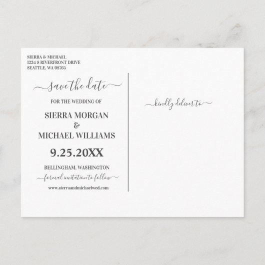 Elegant Zilver Paarse Bloemen Save the Date Bruilo Aankondigingskaart (Achterkant)