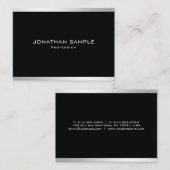 Elegant zilver professioneel modern eenvoudig ontw visitekaartje (Voorkant / Achterkant)