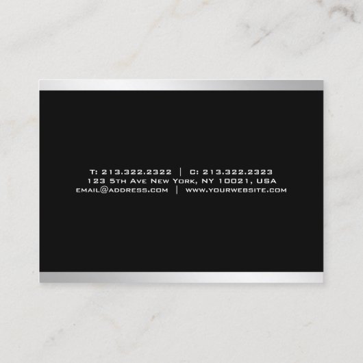 Elegant zilver professioneel modern eenvoudig ontw visitekaartje (Achterkant)