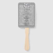 Elegant zilver & stijlvol glitter bruiloft program handwaaier (Voorkant)