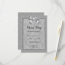 Elegant zilver & stijlvol glitter menu RSVP