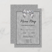 Elegant zilver & stijlvol glitter menu RSVP (Voorkant / Achterkant)