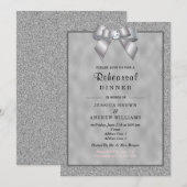 Elegant zilver & stijlvol glitter repetitie diner kaart (Voorkant / Achterkant)