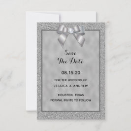 Elegant Zilver & Stijlvolle Glitter Bruiloft Save The Date