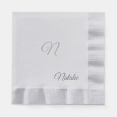 Elegant zilver, vast, monogrammen Napkins Servet (Voorkant)