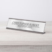 Elegant Zilver Vastgoed Bureau Naambordje (Voorkant)