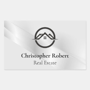 Elegant Zilver Vastgoed Rechthoekige Sticker