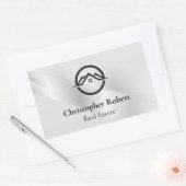 Elegant Zilver Vastgoed Rechthoekige Sticker (Envelop)