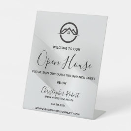 Elegant Zilver Vastgoed Reclamebord Met Voetstuk