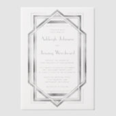 Elegant Zilver Wit 1920s Deco Lijst bruiloft Vellum Uitnodigingen (Voorkant)