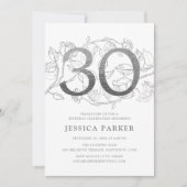 Elegant zilver wit 30e verjaardag kaart (Voorkant)