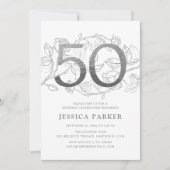 Elegant zilver wit 50ste verjaardag kaart (Voorkant)