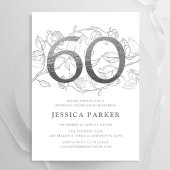 Elegant zilver wit 60e verjaardag kaart