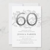 Elegant zilver wit 60e verjaardag kaart (Voorkant)