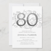 Elegant zilver wit 80ste verjaardag kaart (Voorkant)